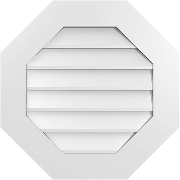 Ekena Millwork Octagonal Surface Mount PVC Gable Vent: Non-Functional, w/ 3-1/2"W x 1"P Standard Frame, 24"W x 24"H GVPOC24X2401SN - main